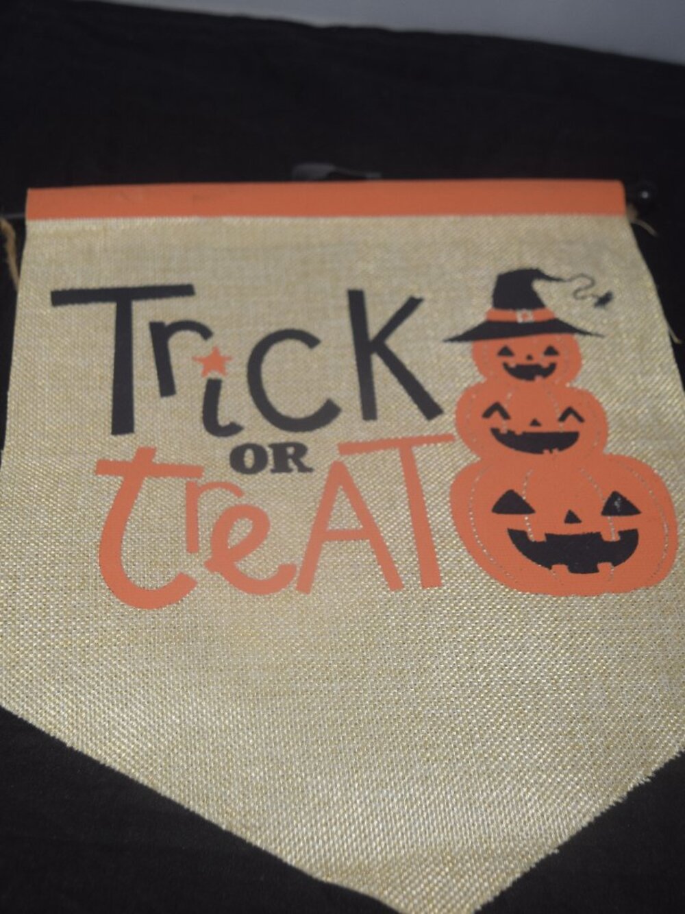 Halloween Trick or Treat Burlap Banner Sign - Jack-o'-Lantern Hanging Decor